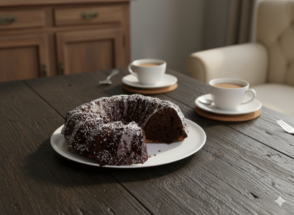 Chocolate and coconut paste breakfast cake