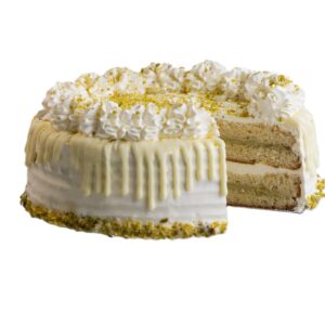 Pistachio and white chocolate cake