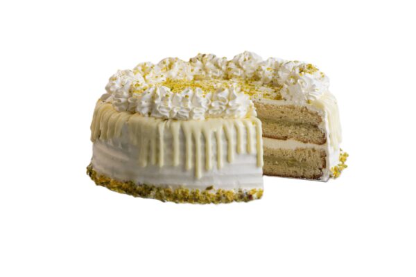 Pistachio and white chocolate cake